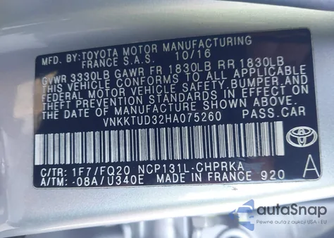 2017 Toyota Yaris L from USA, damaged, VIN VNKKTUD32HA075260